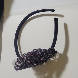 Women lace pink and black heart head band